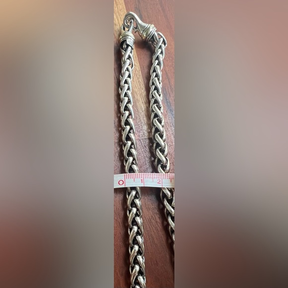 David Yurman Sterling Silver & 14k Gold 8mm Wide Wheat Chain Necklace 18” Long - Picture 5 of 8